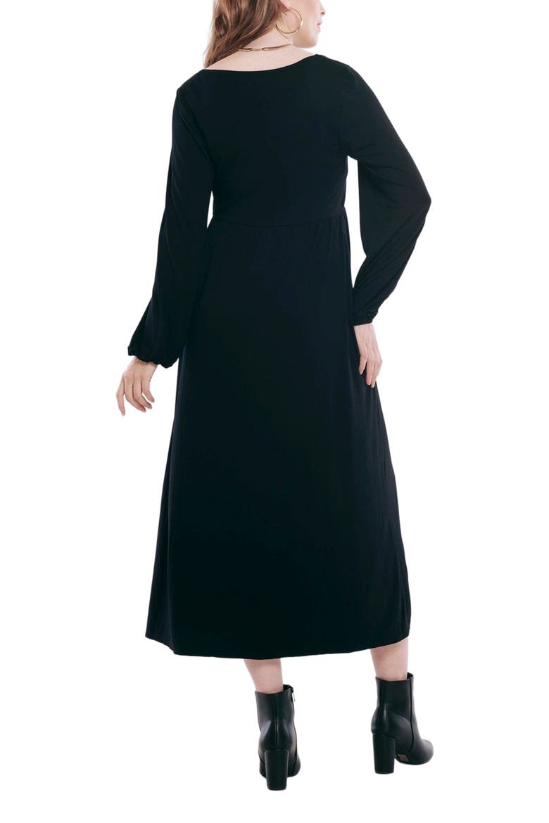 Long Sleeve Empire Waist Maxi Dress, Alternate, color, Black