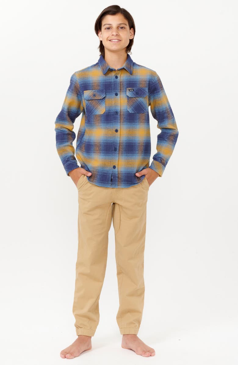 Rip Curl Kids' Count Flannel Shirt, Alternate, color, Gold