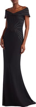 Tadashi Shoji Off the Shoulder Corset Bodice Gown