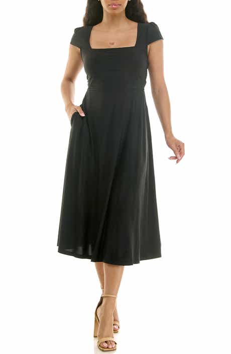 Nina Leonard Cap Sleeve Fit & Flare Dress