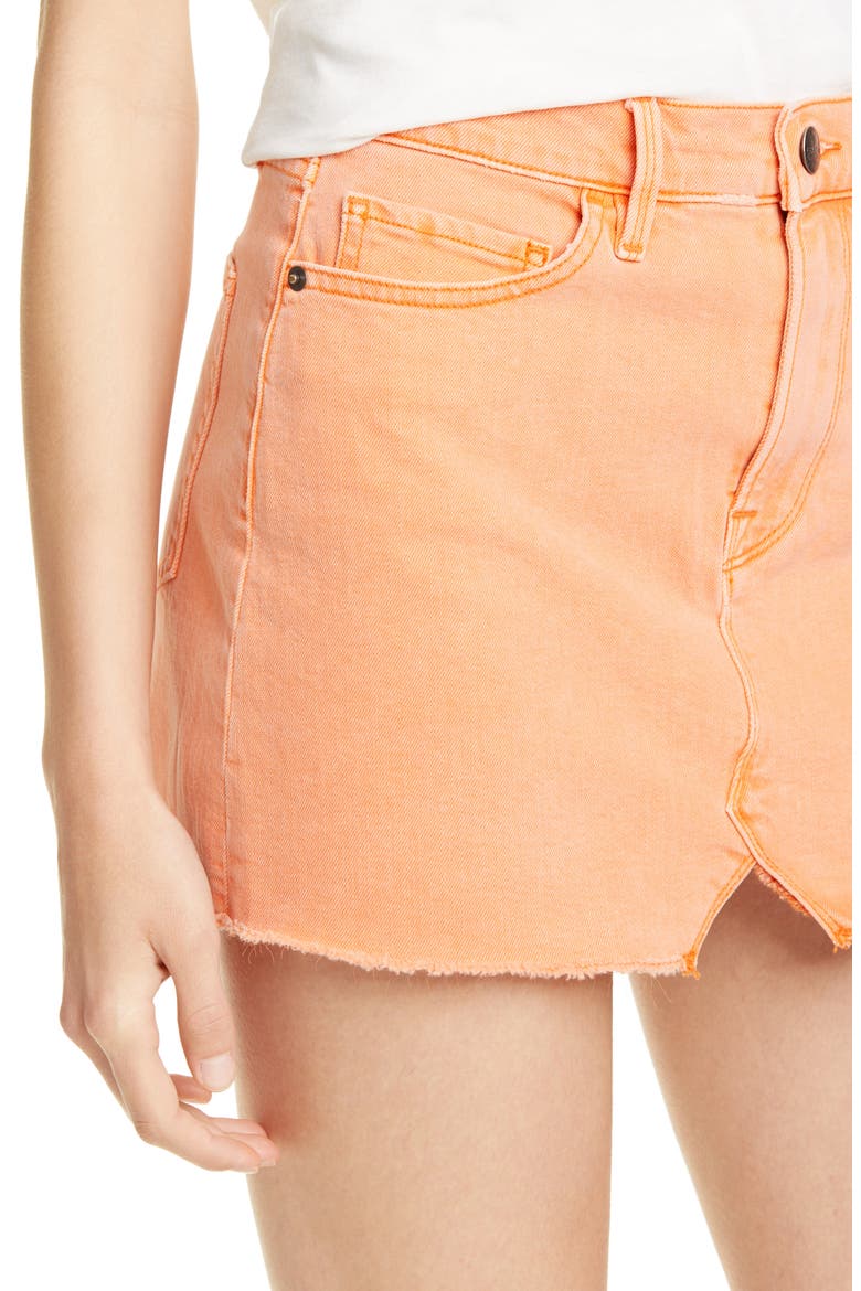 Cutoff Denim Miniskirt, Alternate, color, ORANGE CRUSH