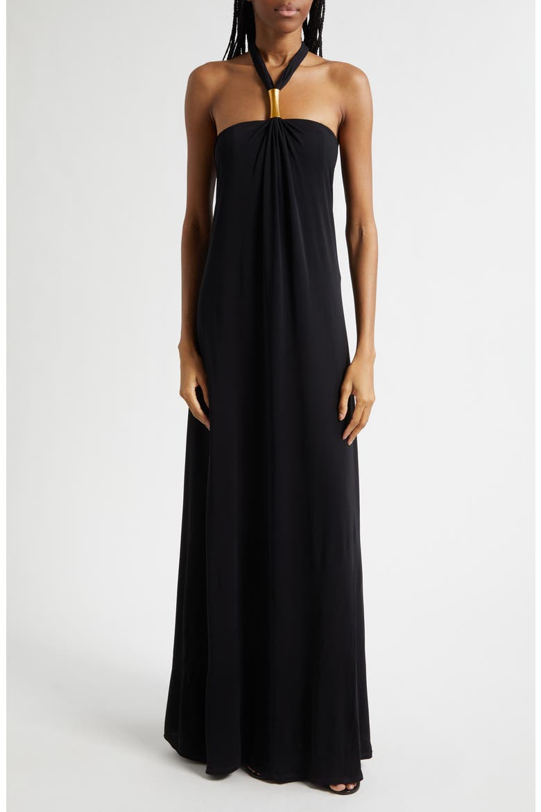 Meredith Halter Gown, Main, color, BLACK