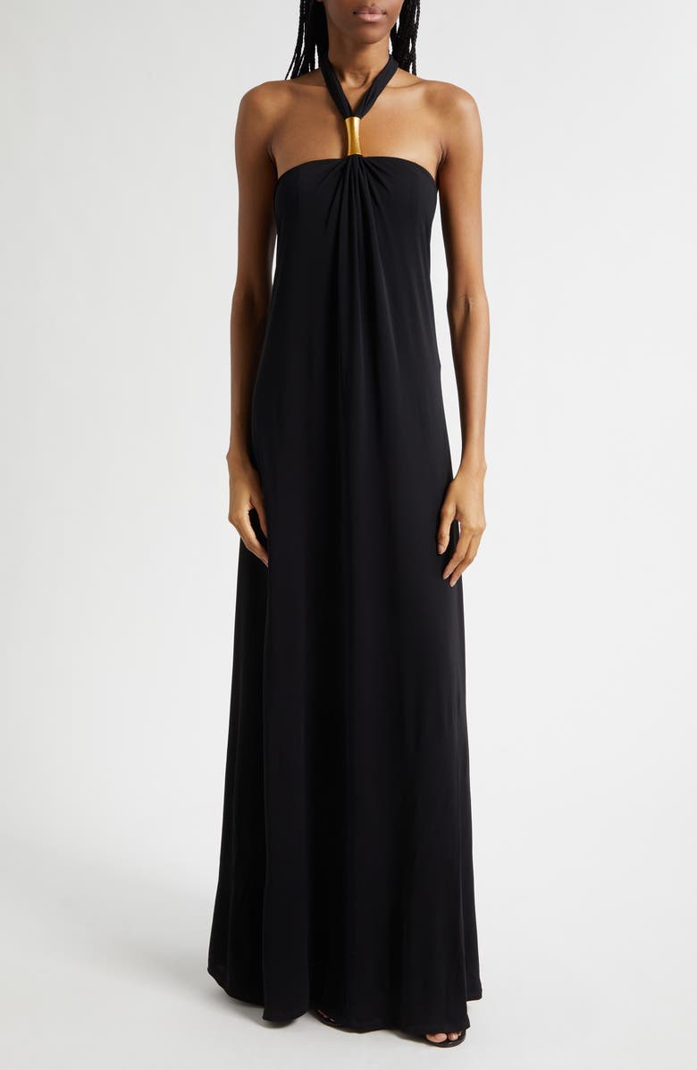 Ramy Brook Meredith Halter Gown, Main, color, Black