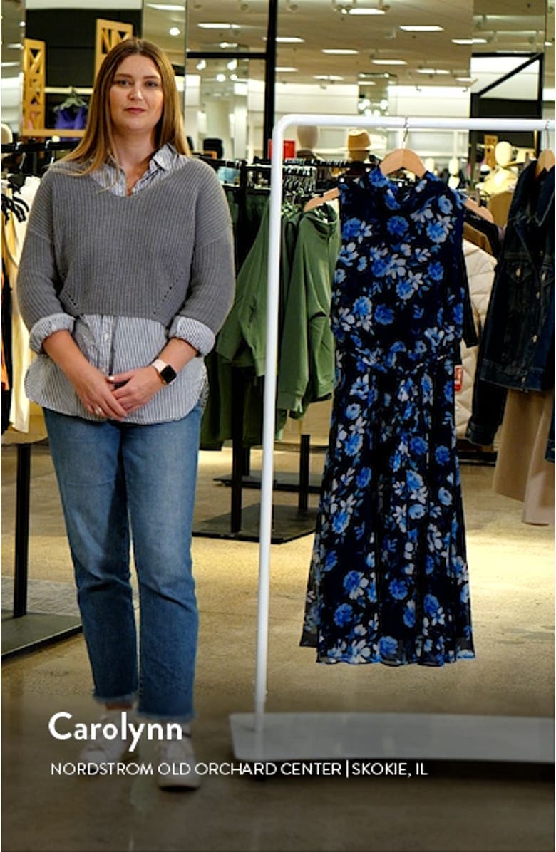 Floral Tie Belt Chiffon Sleeveless Dress, sales video thumbnail