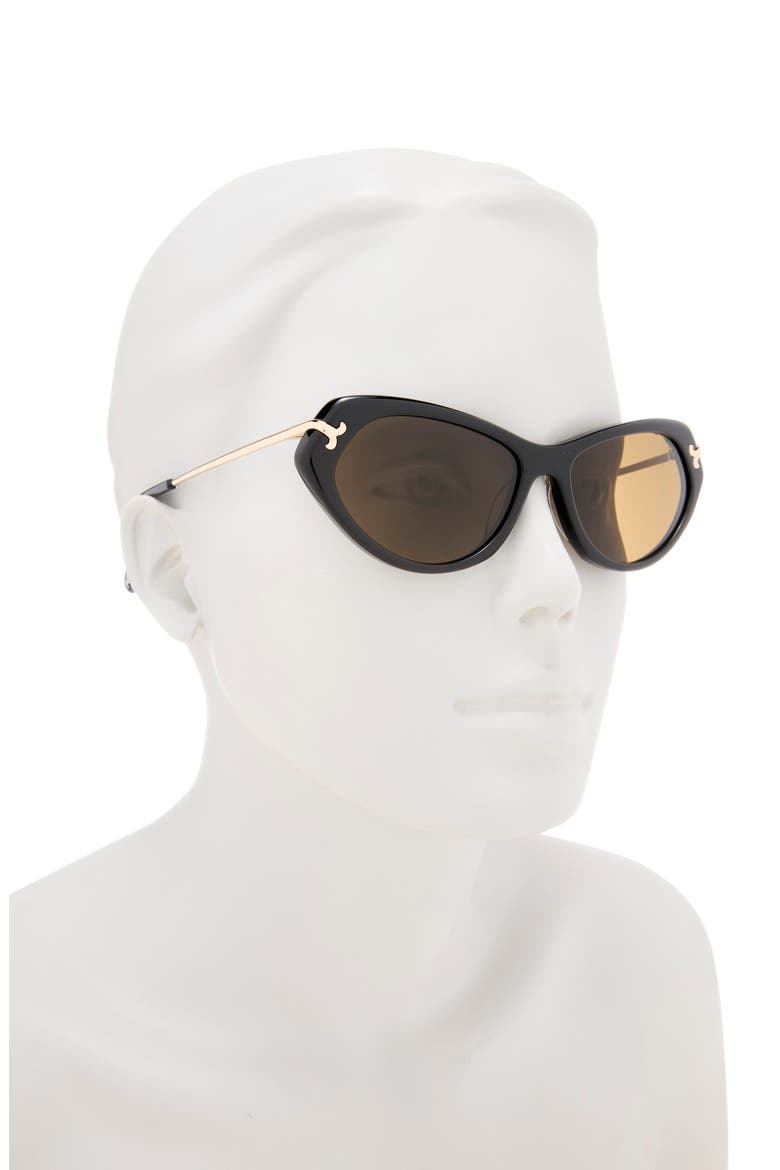 56mm Geometric Sunglasses, Alternate, color, BLACK / FISHTAIL LOGO / ROVIEX