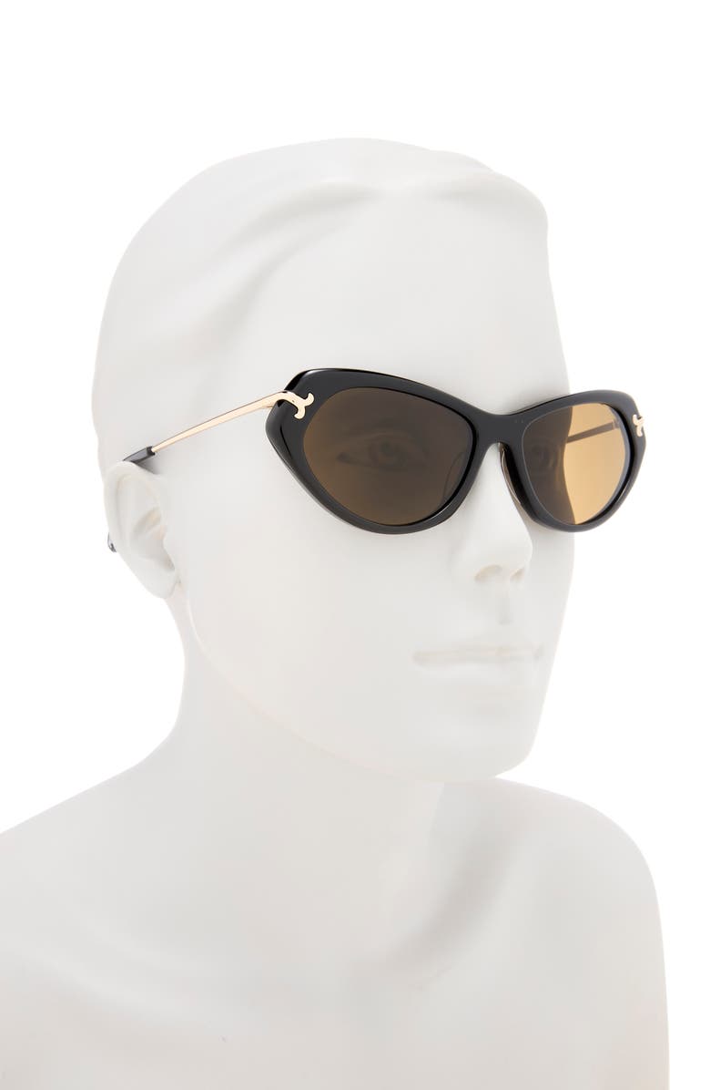 Emilio Pucci 56mm Geometric Sunglasses, Alternate, color, Black / Fishtail Logo / Roviex
