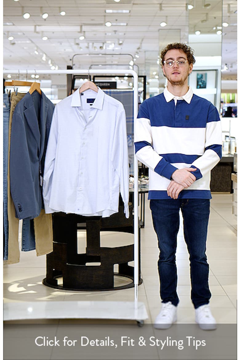 Trim Fit Check Stretch Cotton Twill Dress Shirt video