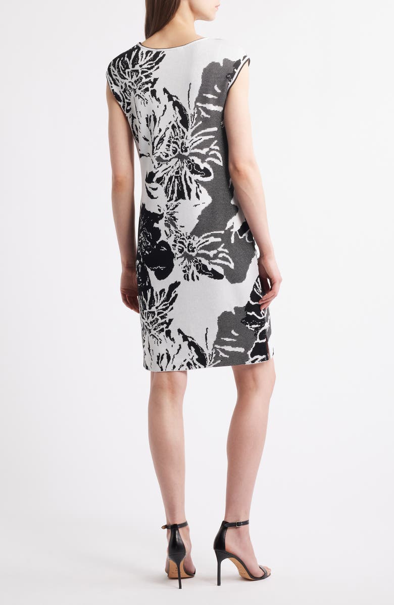 Ming Wang Floral Knit Sheath Dress, Alternate, color, 