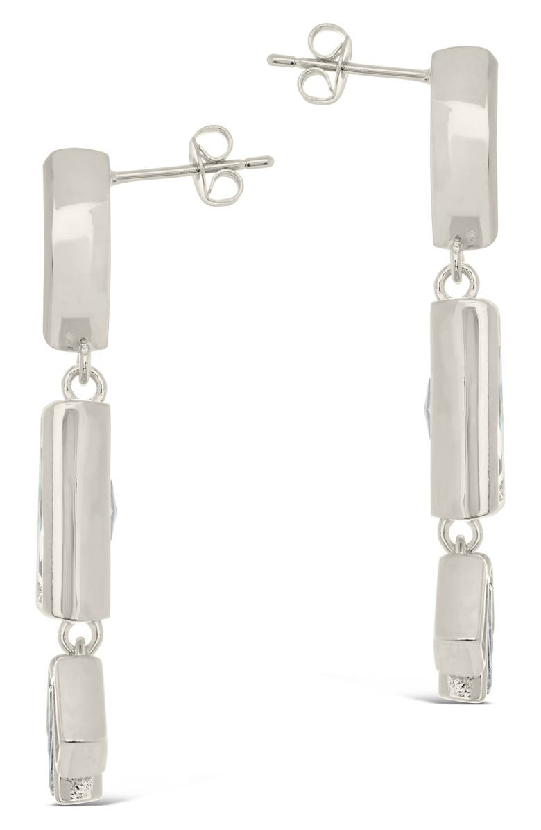 Sterling Forever Bella Cubic Zirconia Drop Earrings, Alternate, color, Silver