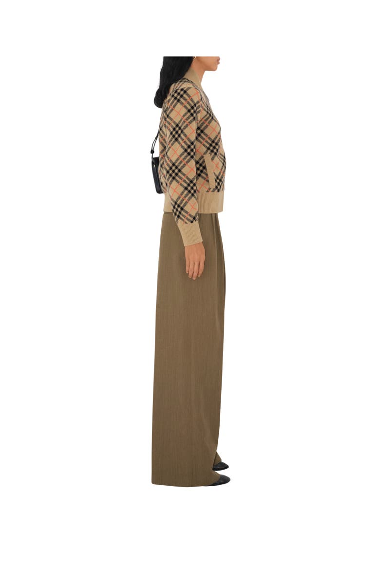 Check Cashmere Bomber Jacket, Alternate, color, Sand