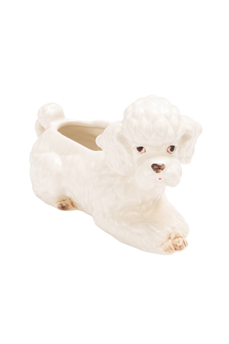 Vintage Reproduction Poodle Planter, Main, color, White