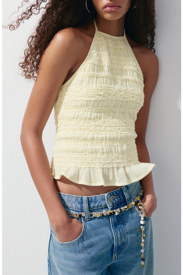 Crinkle Halter Camisole, Main, color, PASTEL YELLOW