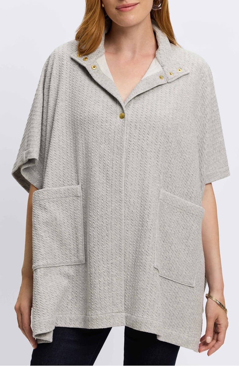 Foxcroft Aspyn Cable Stitch Snap Front Knit Cape, Main, color, Charcoal Heather