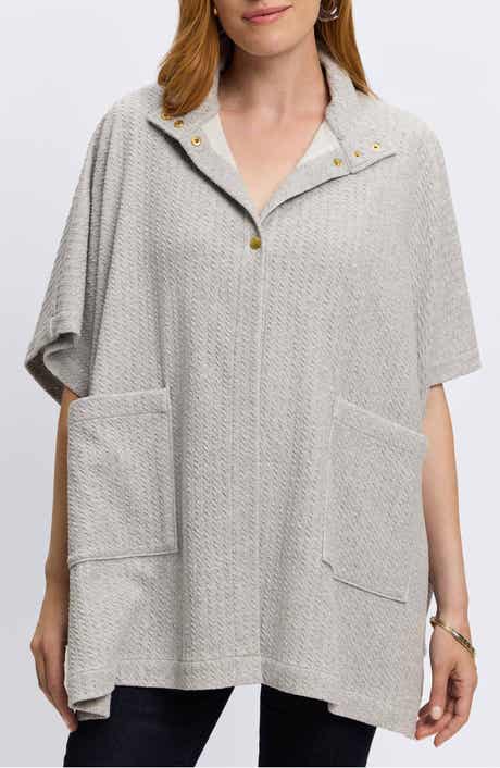 Foxcroft Aspyn Cable Stitch Snap Front Knit Cape