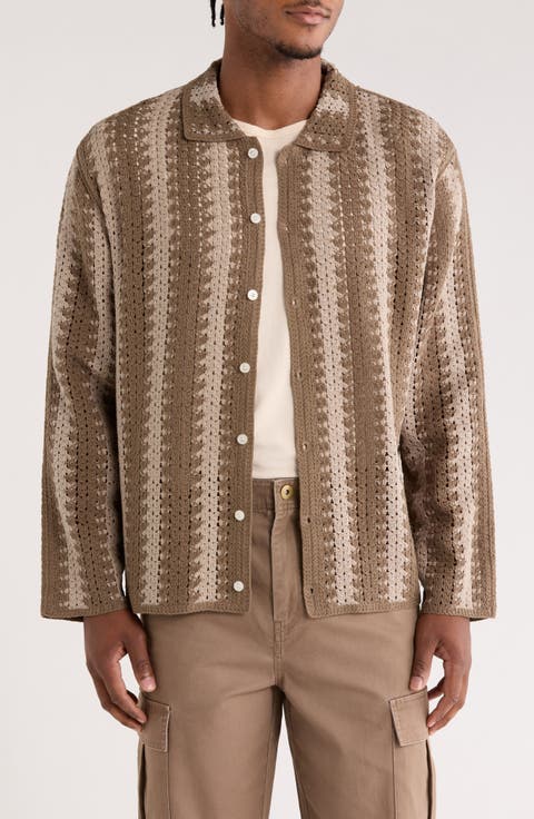 Crochet Long Sleeve Button-Up Sweater