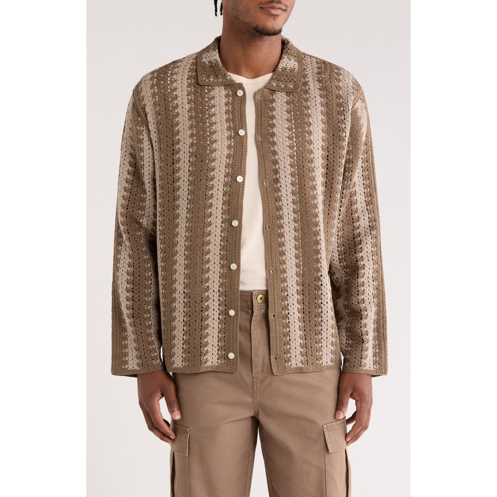 Truth Open Stitch Button-up Shirt In Brown