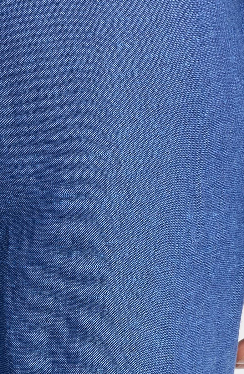 Peter Millar Harker Blue Flat Front Wool & Linen Dress Pants, Alternate, color, Medium Blue