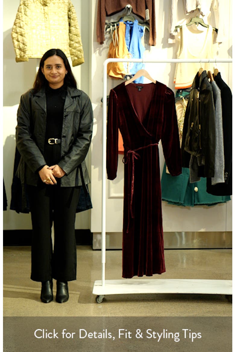 Wrap Front Long Sleeve Velvet Maxi Dress video