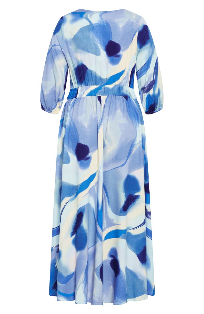 City Chic The Swirl Tie Front Midi Dress, Alternate, color, Print