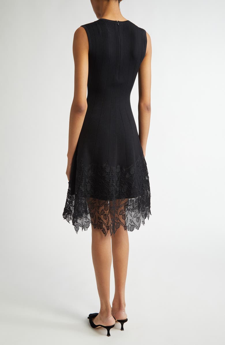 Lela Rose Lace Trim Sleeveless Rib Dress, Alternate, color, 