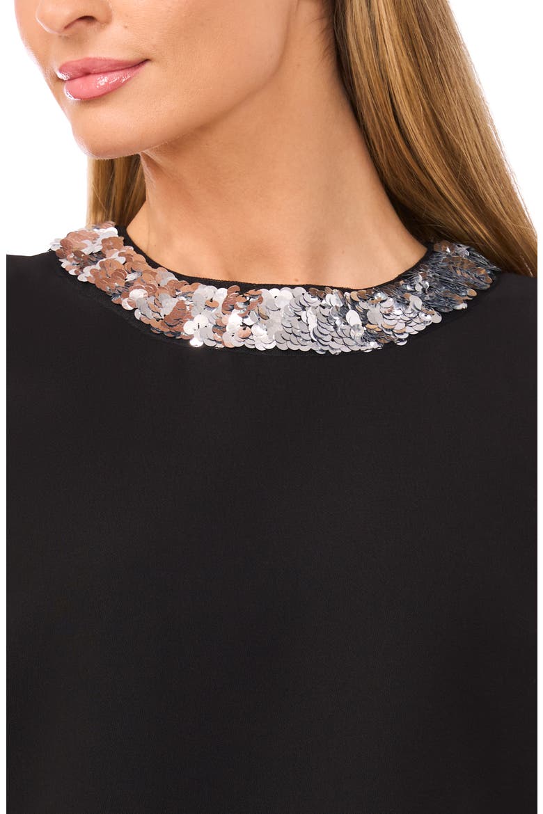 Sequin Paillette Collar Crepe Tank, Alternate, color, RICH BLACK
