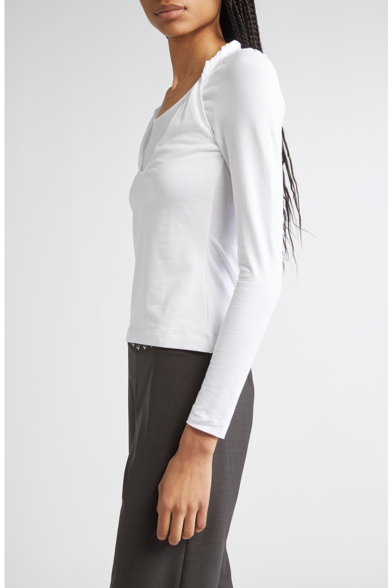 Camille Layered Stretch Cotton Top, Alternate, color, WHITE