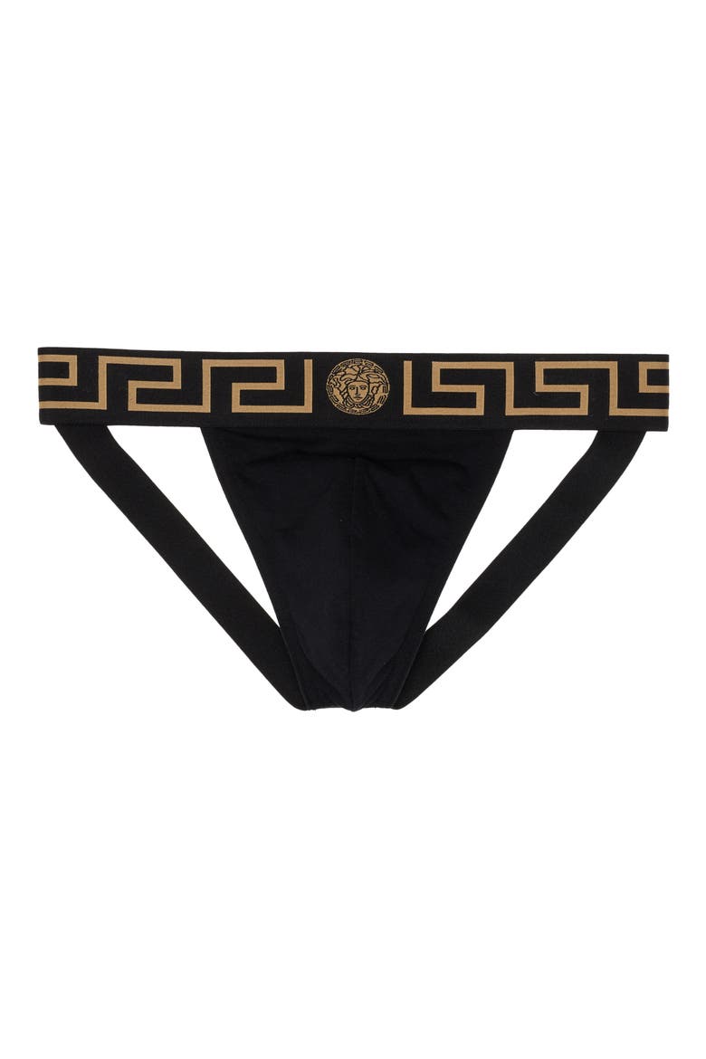 Greca Border Jockstrap, Alternate, color, BLACK/ GOLD