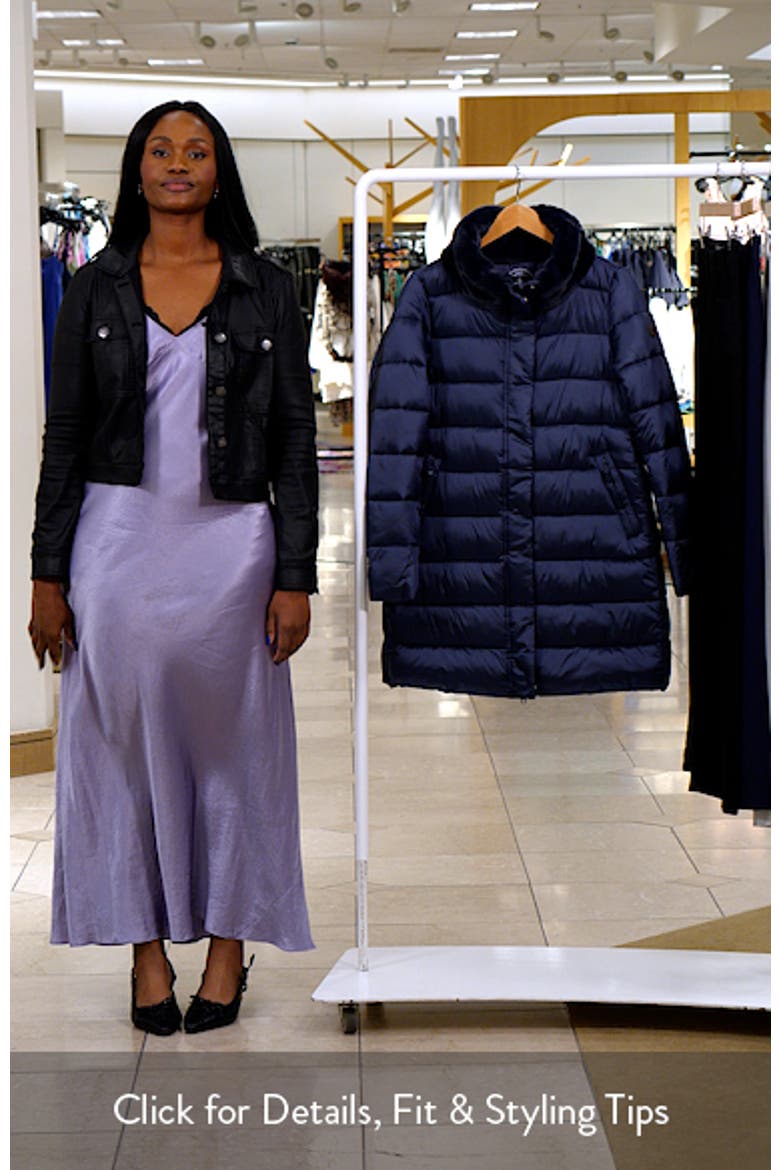 Dalea Faux Fur Collar Longline Puffer Jacket video