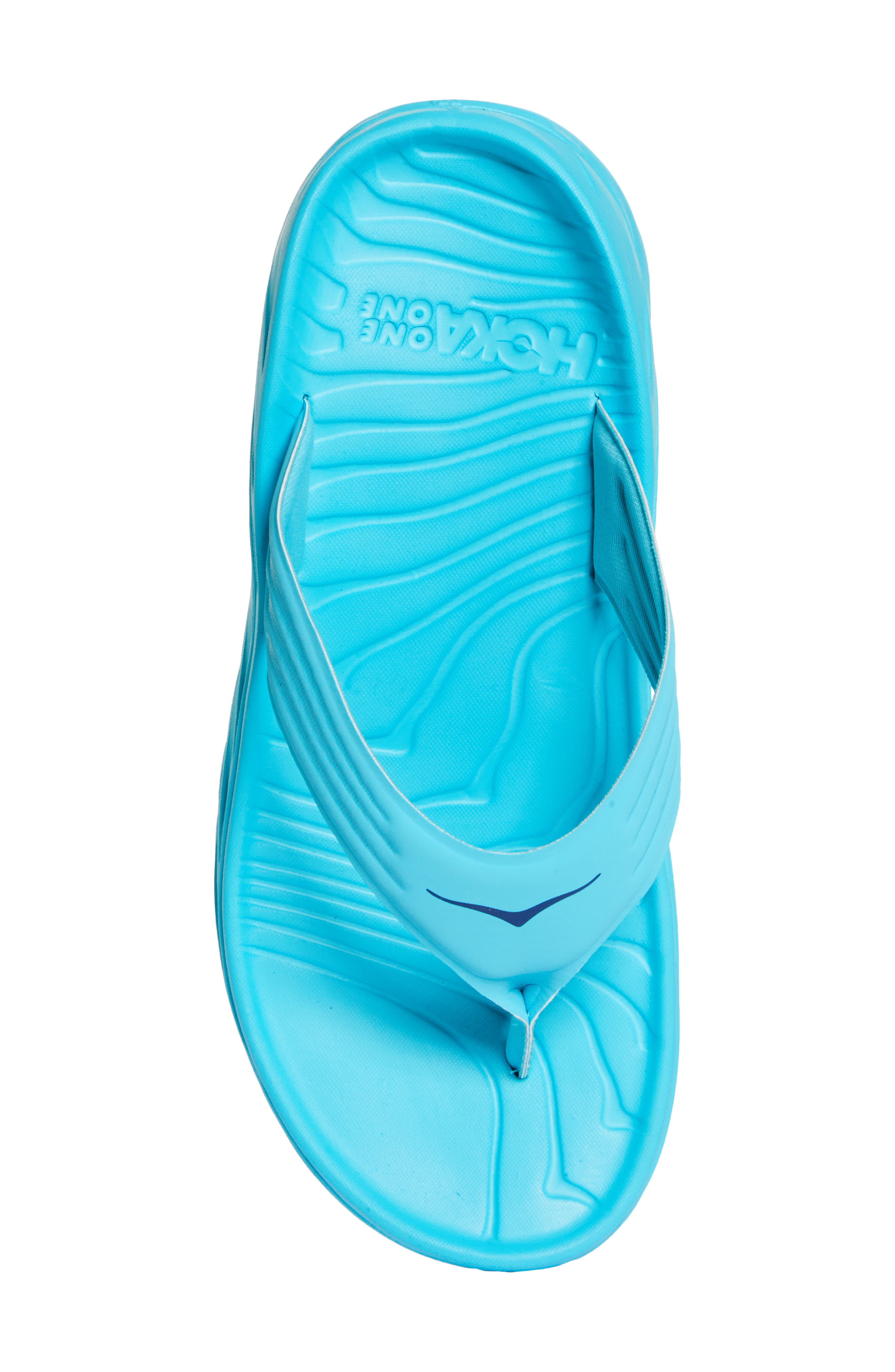 HOKA Ora Recovery Flip Flop, Alternate, color, Scuba Blue / Bellwether Blue