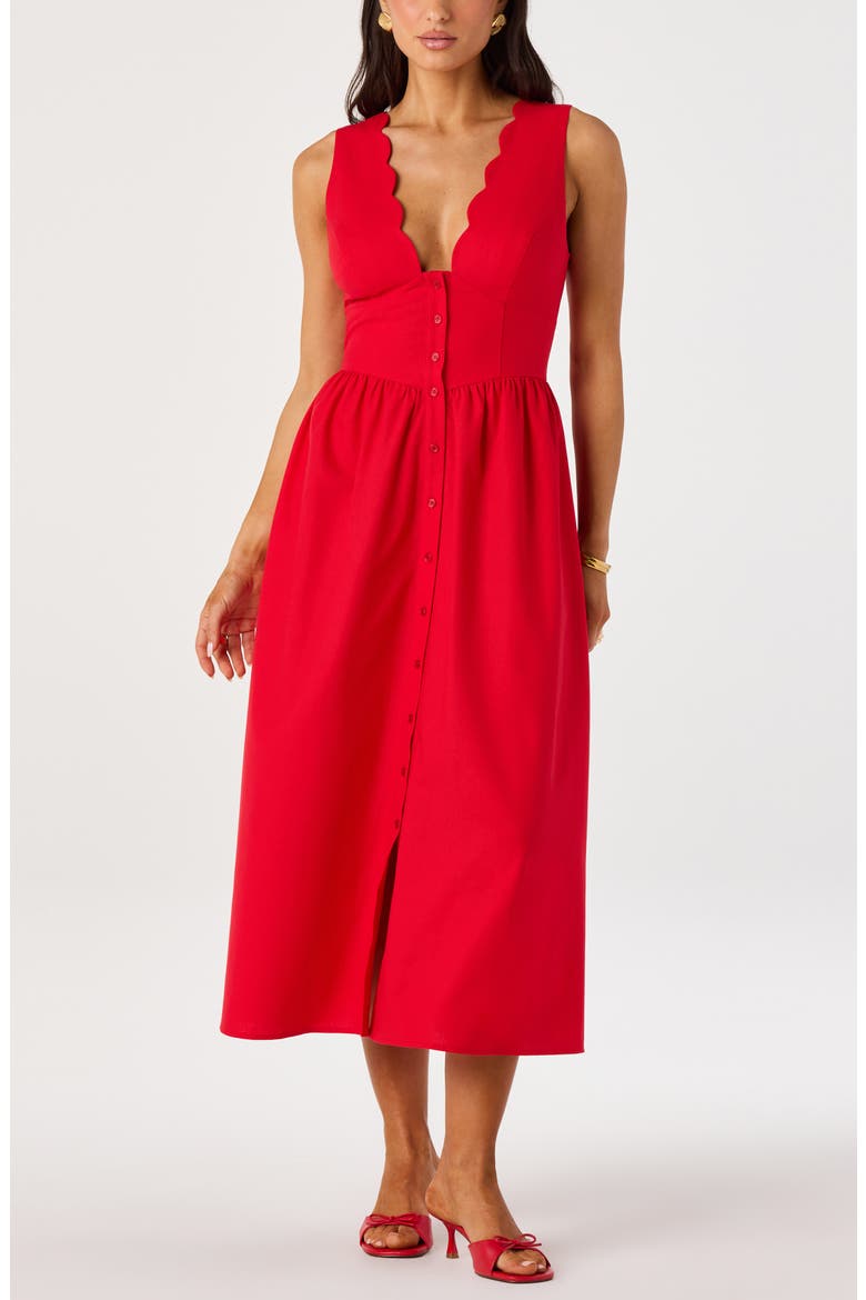 Cory Scallop Neck Sleeveless Midi Shirtdress, Alternate, color, RED