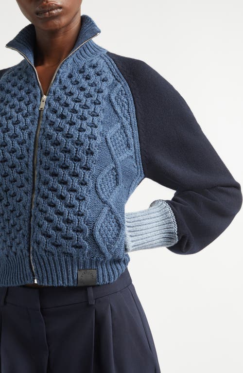 Stella Mccartney Hybrid Knit Bomber Jacket In Blue