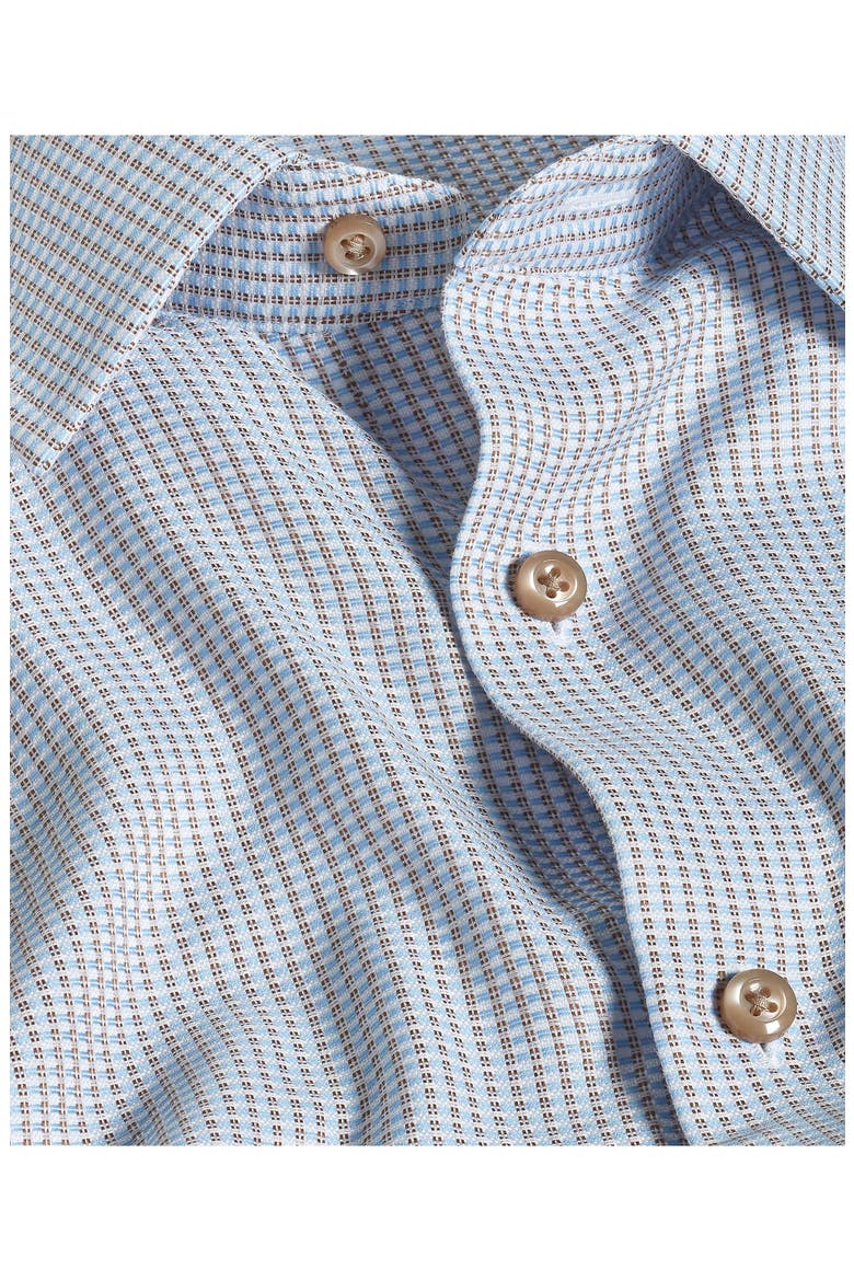 Regular Fit Check Cotton Dobby Dress Shirt, Alternate, color, SKY/ CHOCOLATE