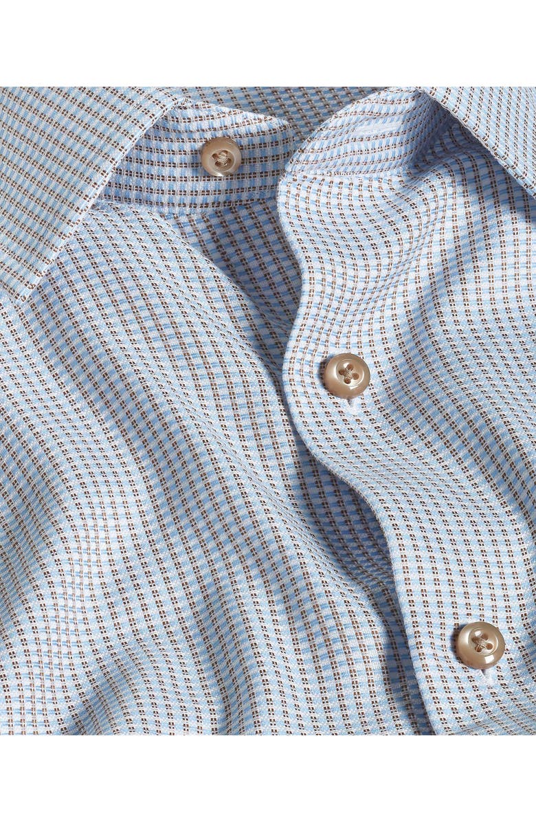 David Donahue Regular Fit Check Cotton Dobby Dress Shirt, Alternate, color, Sky/ Chocolate