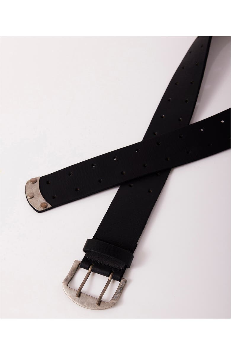 Free People WTF Double Cross Leather Belt, Alternate, color, Black