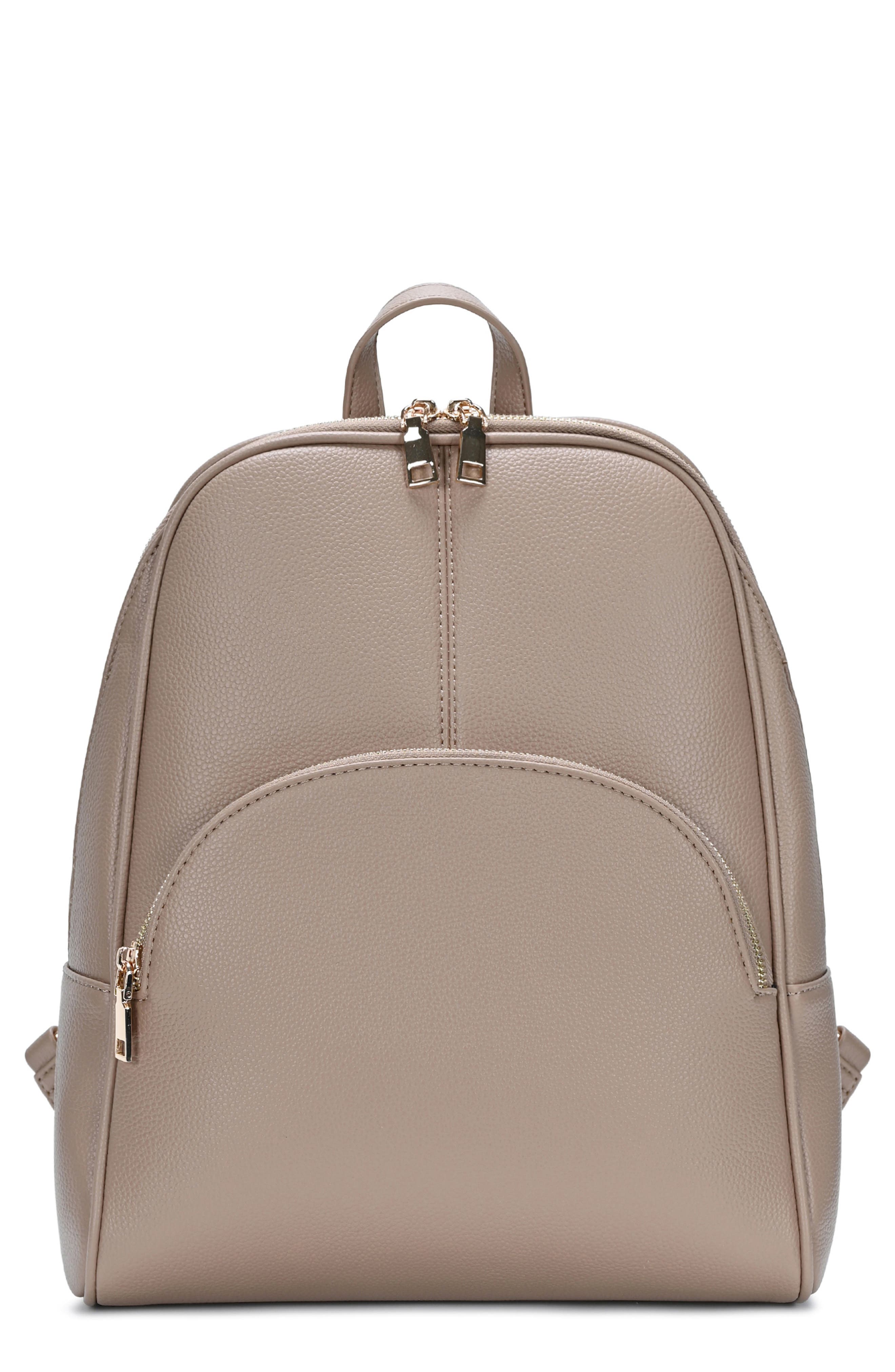 Faux Leather Zip Front Backpack