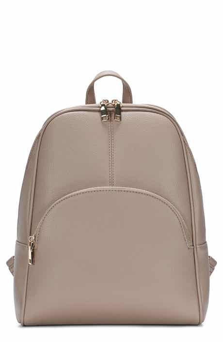 Faux Leather Zip Front Backpack