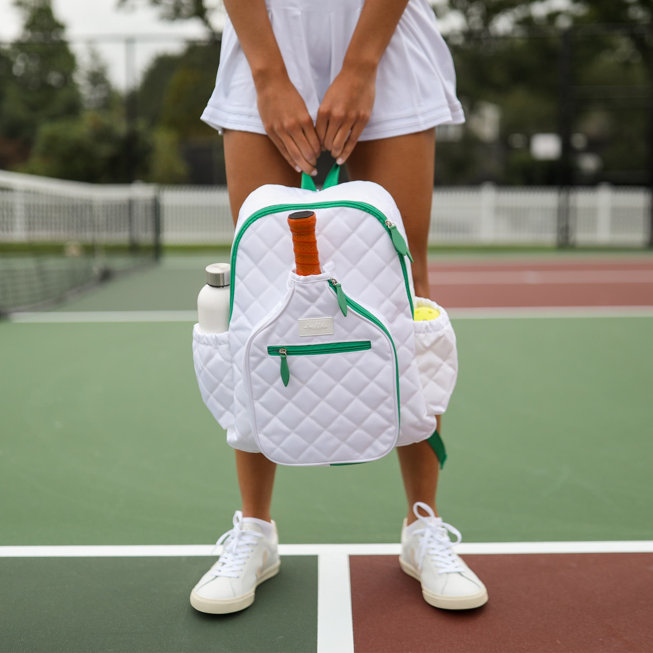 Ame & Lulu Pickleball Time Backpack, Alternate, color, Quilted White/Green