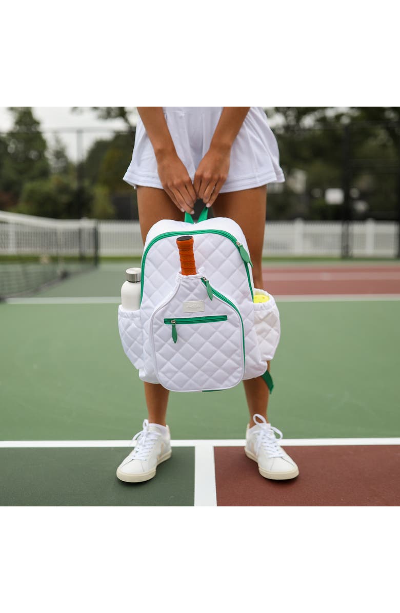 Ame & Lulu Pickleball Time Backpack, Alternate, color, Quilted White/Green