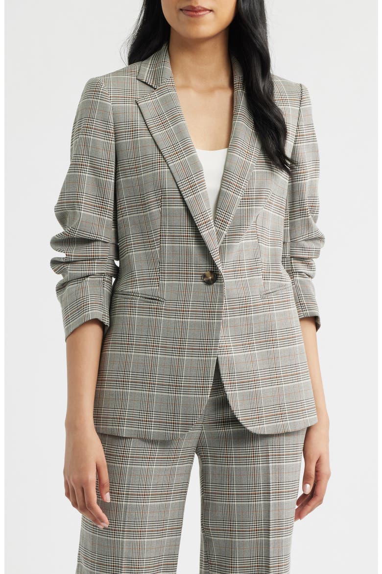 Windowpane Plaid Scrunch Sleeve Jacket, Alternate, color, ANNE BLACK MULTI