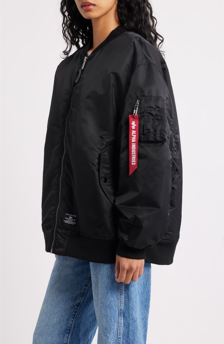 Alpha Industries MA-1 Oversize Flight Jacket, Alternate, color, Black