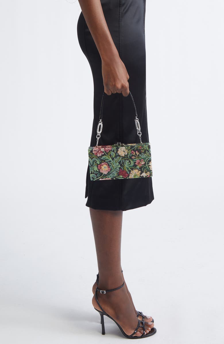 JUDITH LEIBER COUTURE Sleek Crystal Embellished Rectangle Clutch, Alternate, color, Silver Emerald Multi