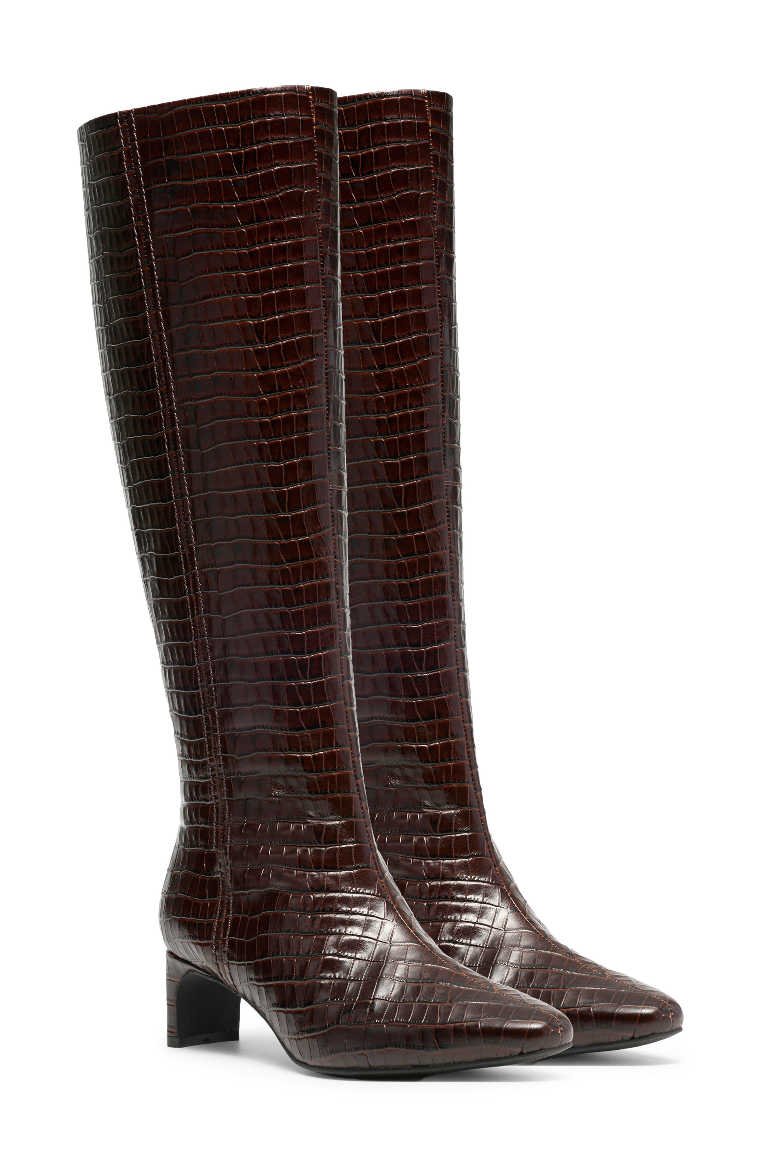Edina Tall Leather Boot, Main, color, BROWN LEATHER