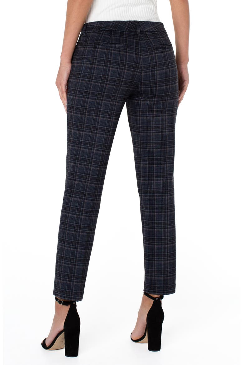 Kelsey Tartan Ponte Ankle Trousers, Alternate, color, NVY/ GRY TARTAN