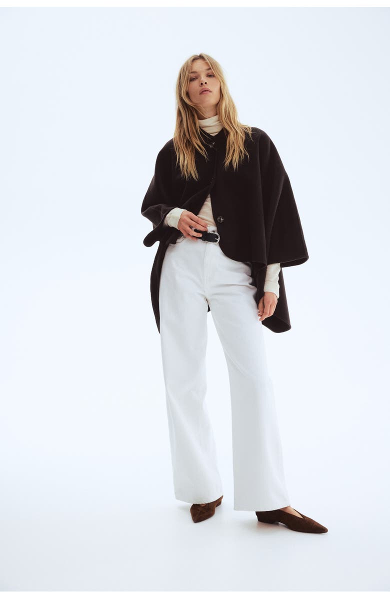 H&M Wool-blend Cape Jacket, Alternate, color, Dark Brown