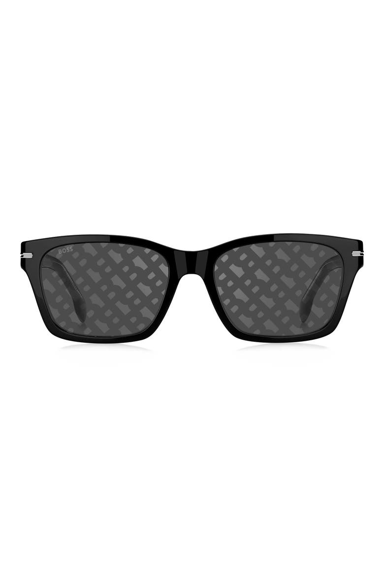 56mm Rectangular Sunglasses, Main, color, BLACK/ GREY