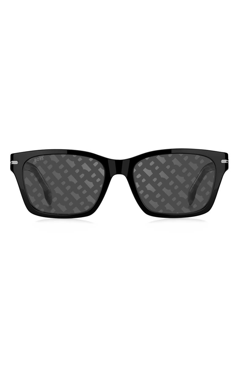 BOSS 56mm Rectangular Sunglasses, Main, color, Black/ Grey