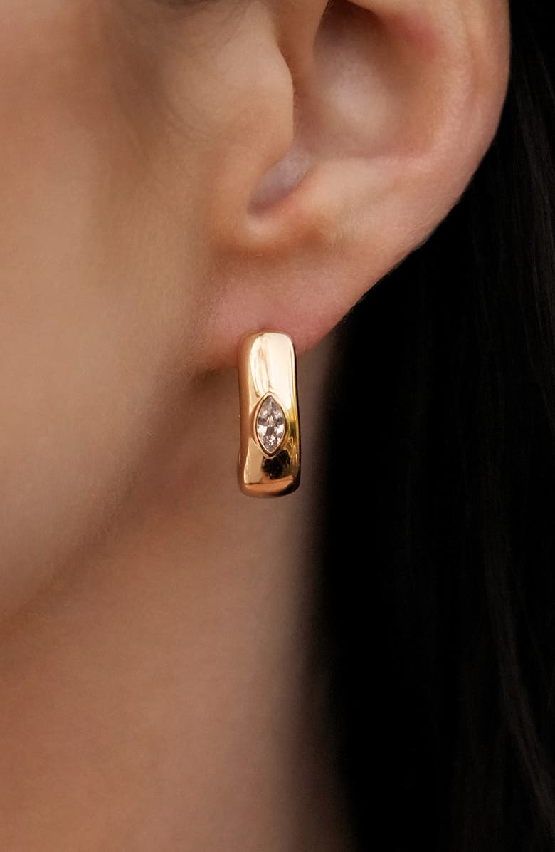 Ettika Marquise Hoop Earrings, Alternate, color, Gold