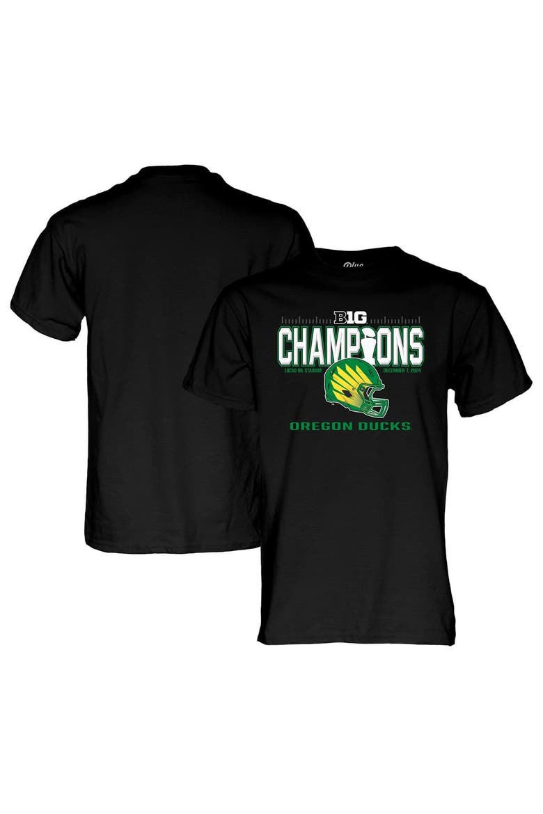Men's Blue 84 Black Oregon Ducks 2024 Big Ten Football Conference Champions Locker Room T-Shirt, Main, color, Black