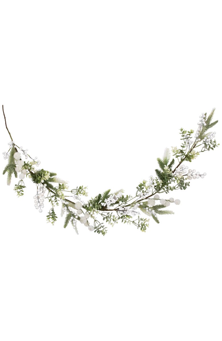 Northlight Glittered Berries and Eucalyptus Artificial Christmas Garland - 5' - Unlit, Alternate, color, Green