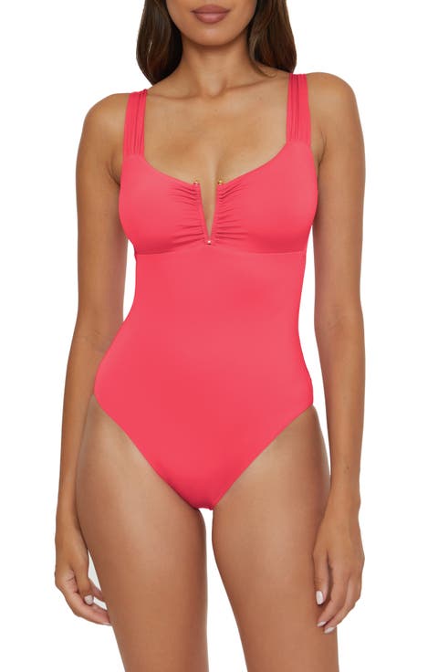 Shirred V-Wire One-Piece Swimsuit